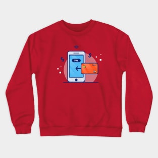 Handphone With payment Application And Bank Card Cartoon Crewneck Sweatshirt